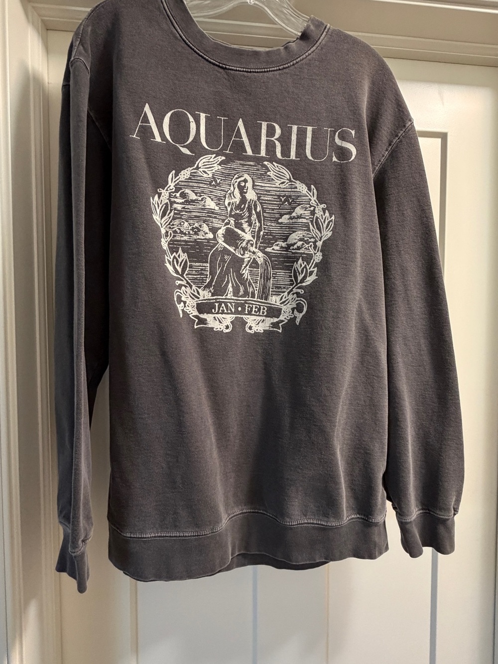 Aquarius Graphic Crew Sweatshirt - Charcoal Gray